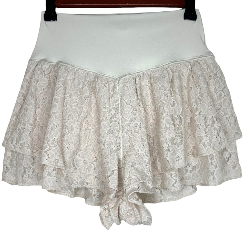 Aerie AEO Real Me Cake Batter Cream Layered Lace Flowy Shorts Small NWT Coquette - Picture 2 of 13